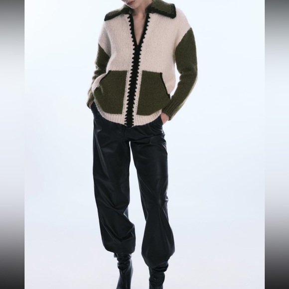 Women Zara Combination Knit Cardigan Sweater Size Small - Picture 7 of 11